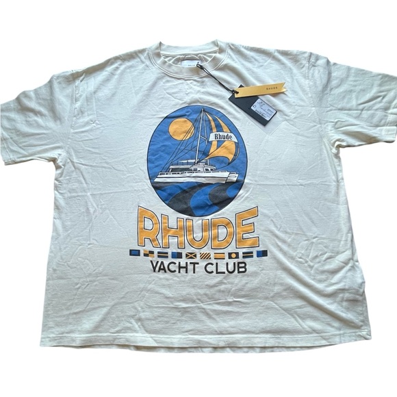 RHUDE YACHT CLUB TEE 'VINTAGE WHITE' - Picture 5 of 7